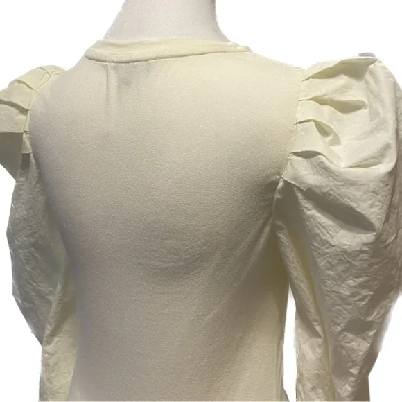 Skies are Blue Puff Sleeve Blouse Cream Crew Neck Size XS NWT - Picture 12 of 16